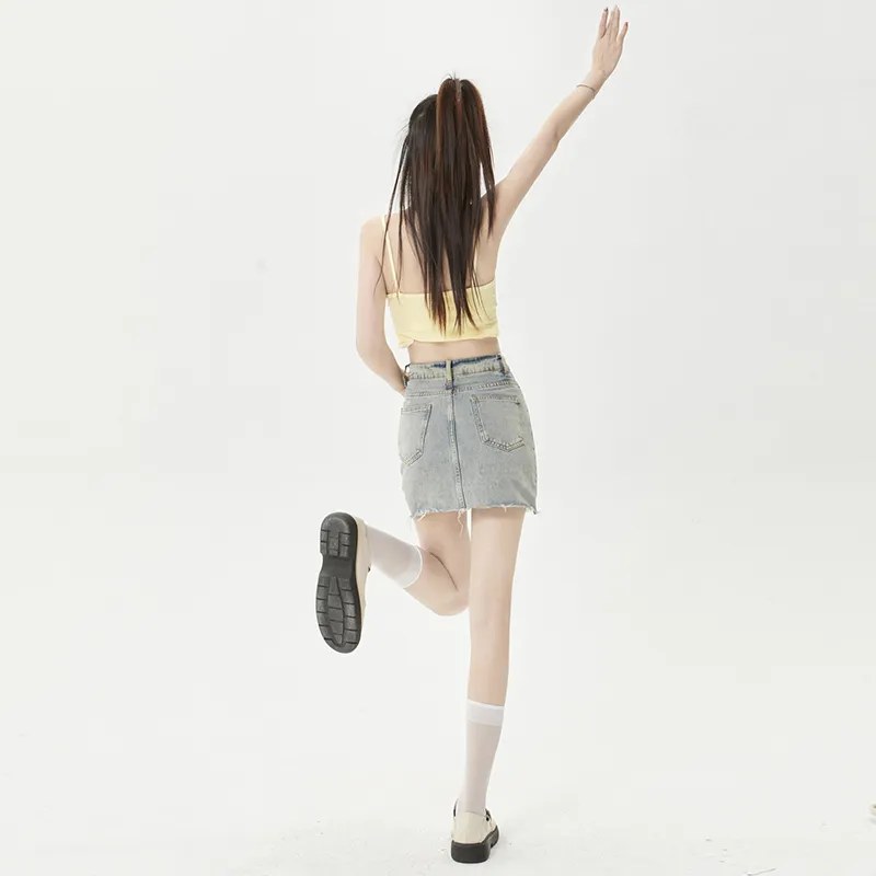 SONGS ALONG Denim Short Skirts Women's Vintage-2
