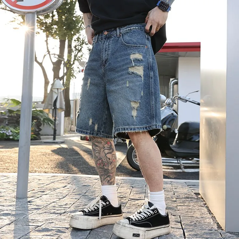 SONGS ALONG Denim Shorts Unisex Blue-4