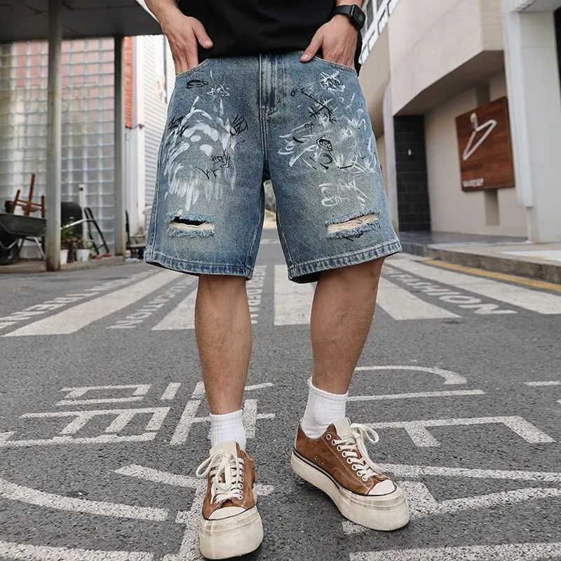 SONGS ALONG Denim Shorts Unisex Nostalgic Blue-6