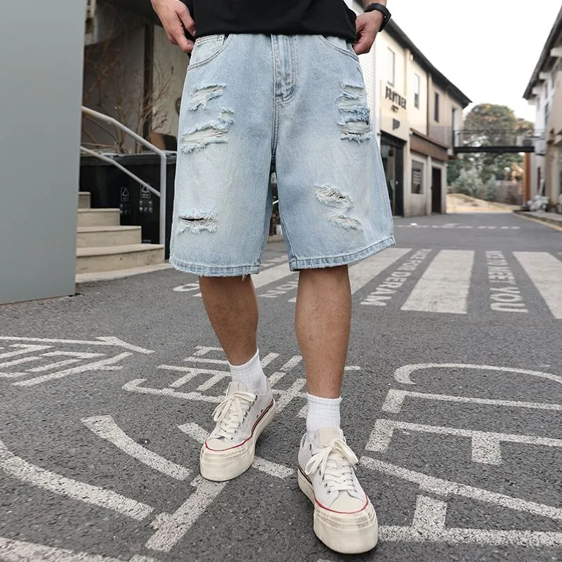 SONGS ALONG Denim Shorts Unisex Light Blue-4