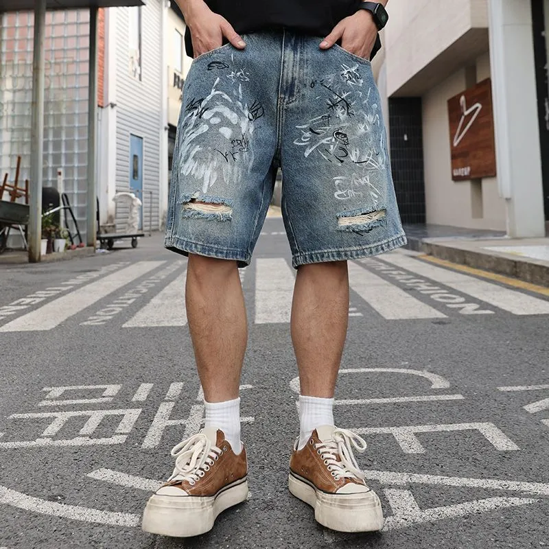 SONGS ALONG Denim Shorts Unisex Nostalgic Blue-3
