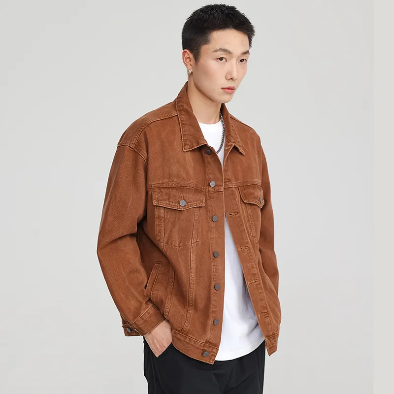 SONGS ALONG Denim Jacket Unisex Coffee-5