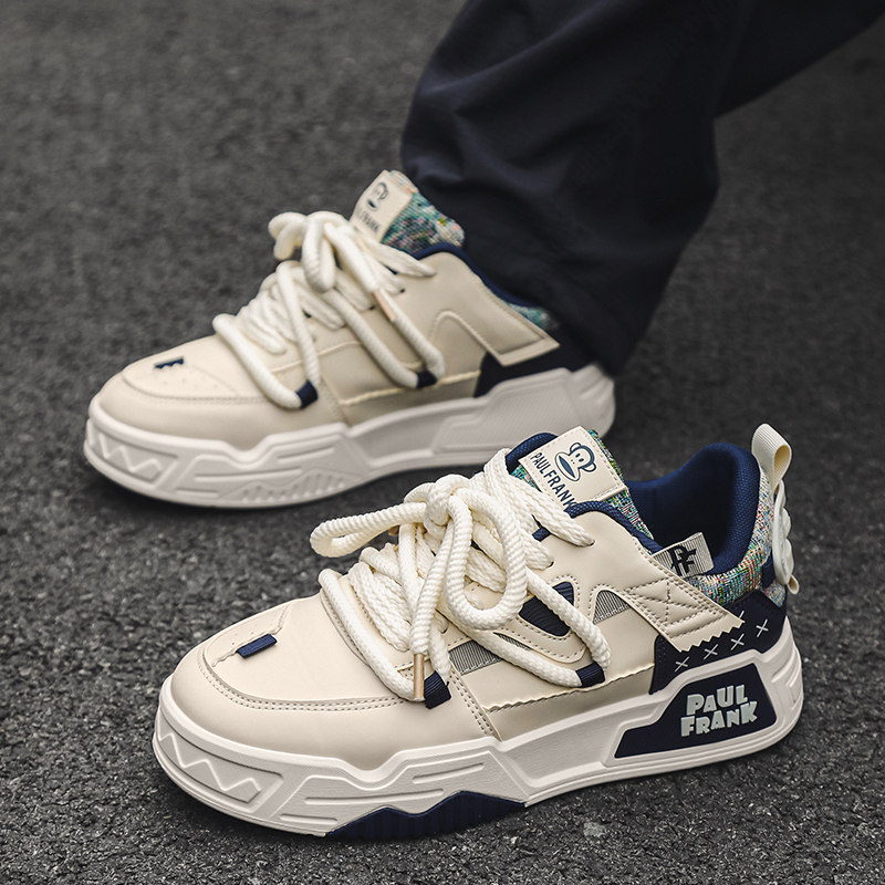 暮らしに便利なアイテム PAUL FRANK Skateboard Shoes Unisex Low-Top Beige Blue 44 SF・ファンタジー・ホラー