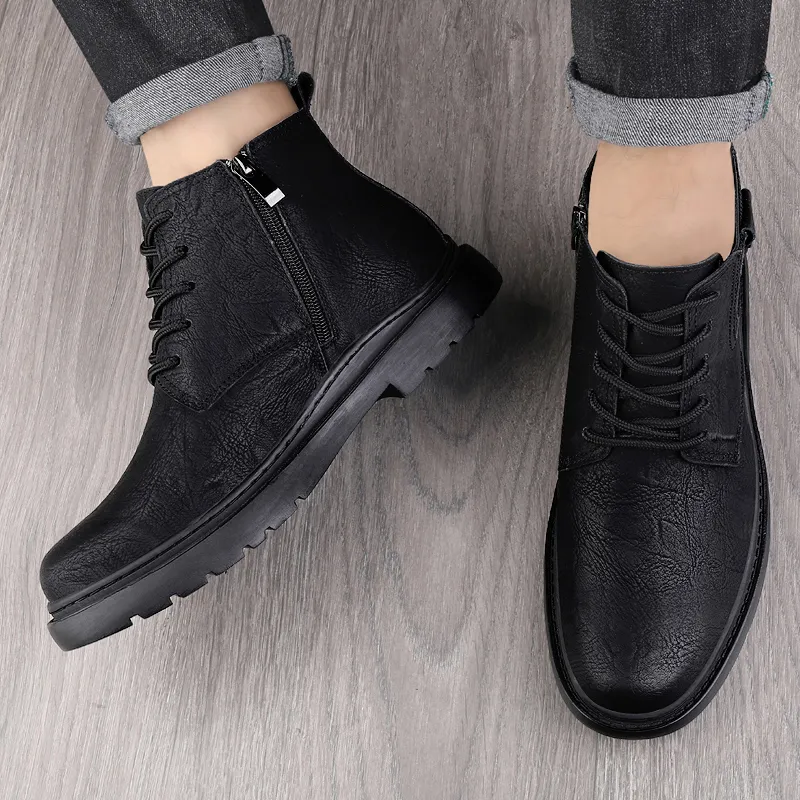 Wen Nai Short Martin Boot Men's Black-4