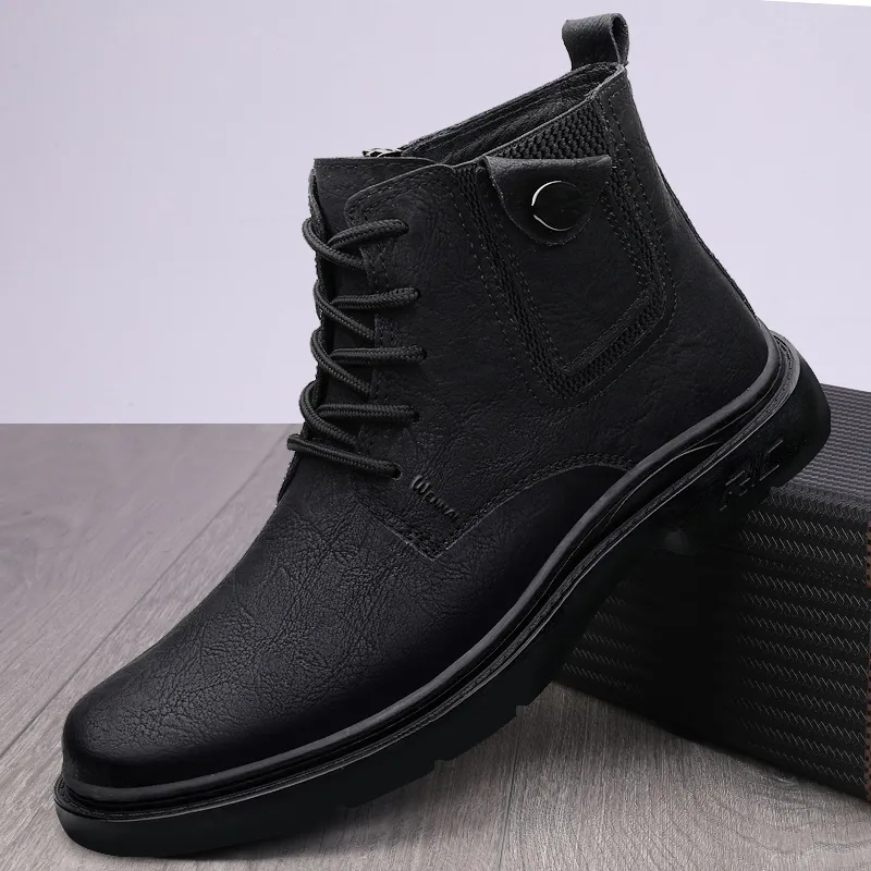 Wen Nai Short Martin Boot Men's Black-3
