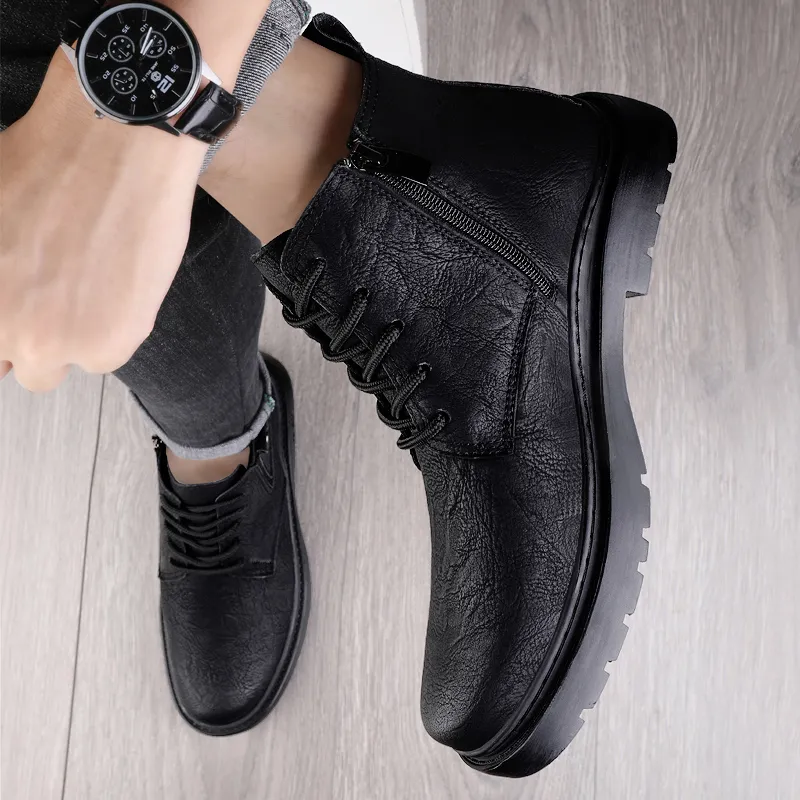 Wen Nai Short Martin Boot Men's Black-5