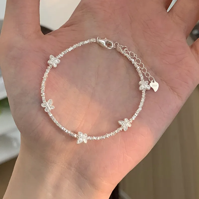 Schloney S925 Silver Bracelets Women's Bestie Sister Same Style Soft Pink Gift Box Set-4