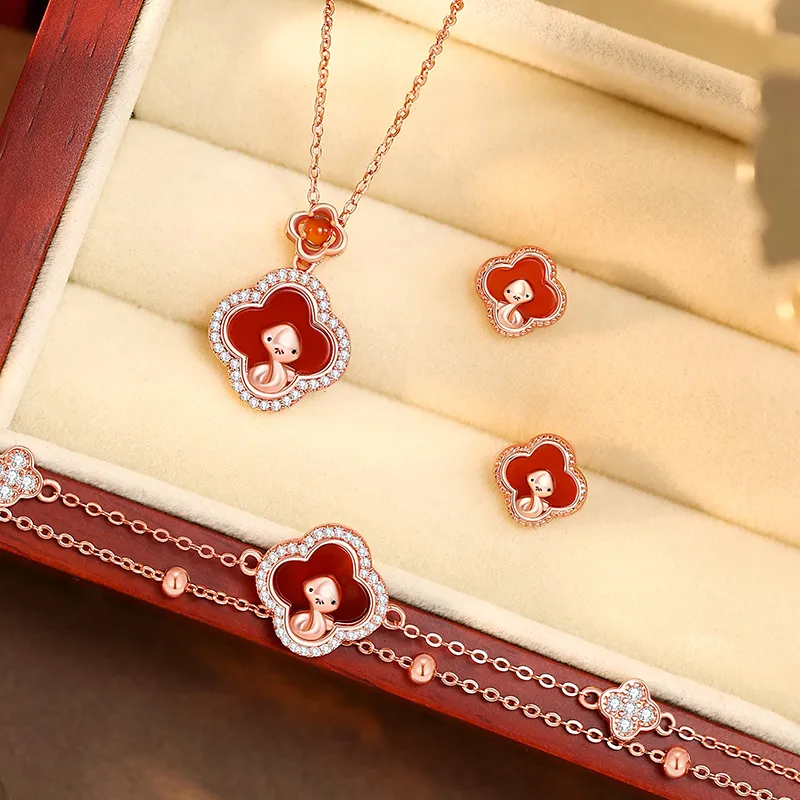 Schloney Agate Jade Necklaces Women's-3