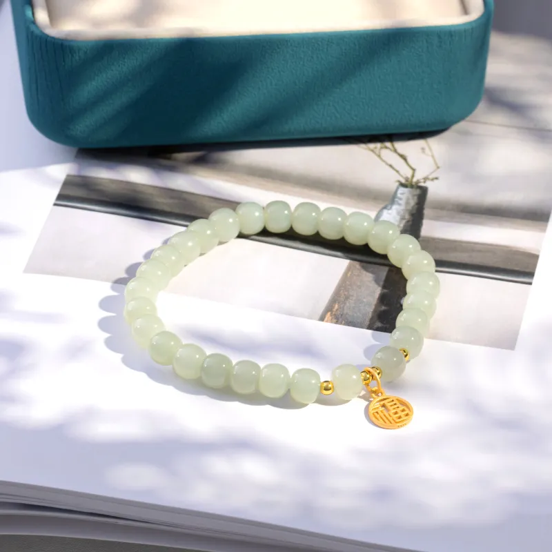 Schloney Hetian Jade Bracelets Pale Greenish White Jade Women's-2