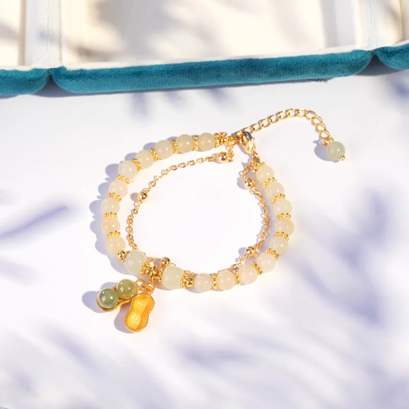 Schloney Hetian Jade Bracelets Pale Greenish White Jade Women's-3