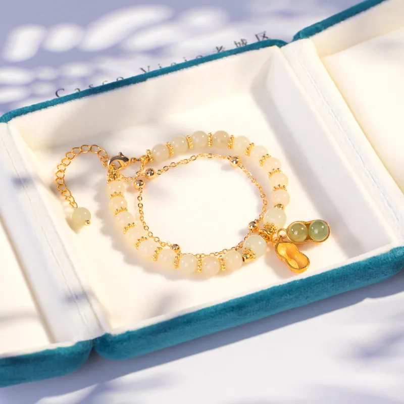Schloney Hetian Jade Bracelets Pale Greenish White Jade Women's-2