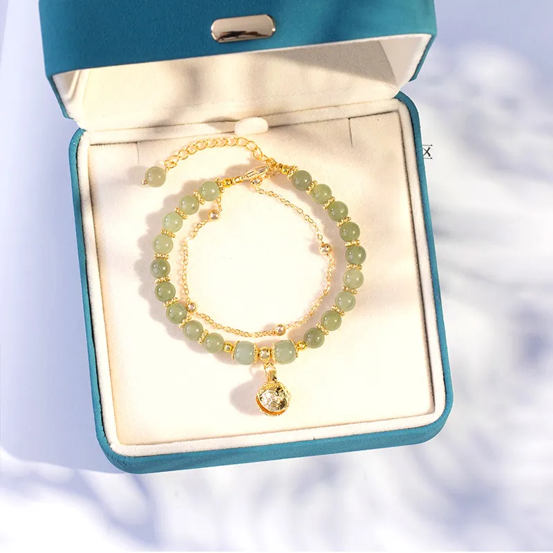 Schloney Hetian Jade Bracelets Pale Greenish White Jade Women's-3