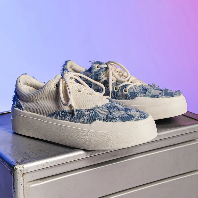 12345 Platform White Sneakers Abrasion Resistant, Lightweight, And Breathable Low Top Canvas Shoes Men's-18