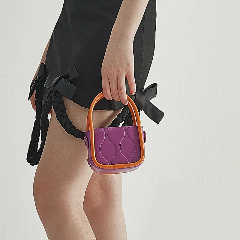 STAR TOWN Cow Leather Shoulder Bag, Crossbody Bag, Handbag Mini Women's Grape Purple/Lemon/Buckwheat-11