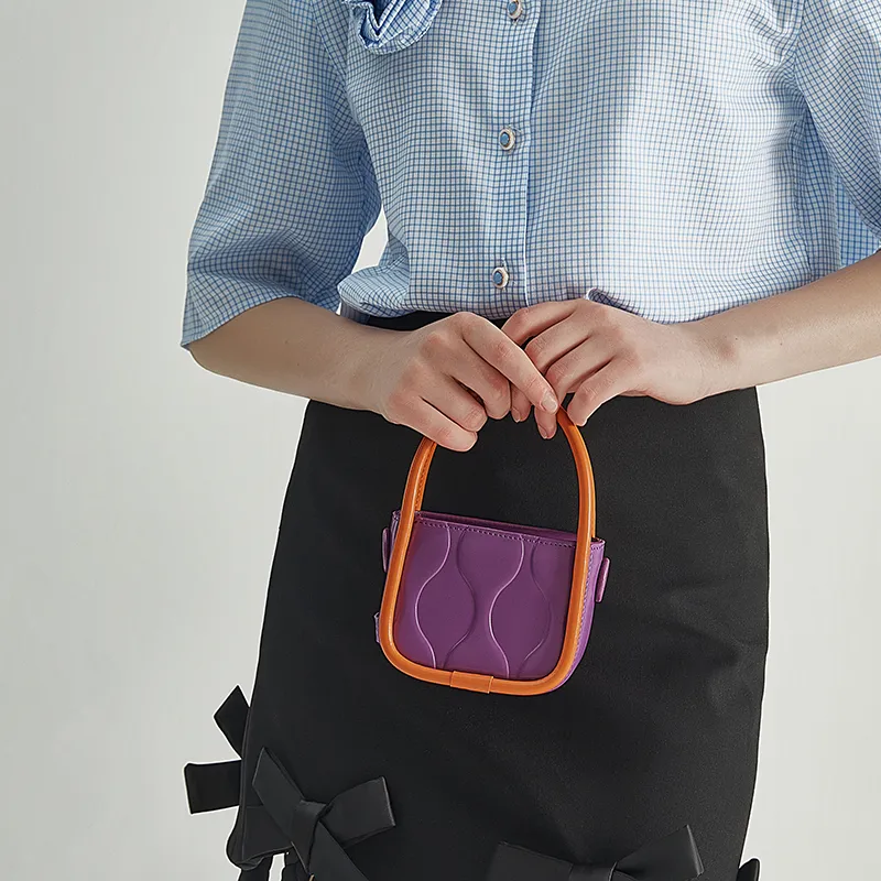 STAR TOWN Cow Leather Shoulder Bag, Crossbody Bag, Handbag Mini Women's Grape Purple/Lemon/Buckwheat-12