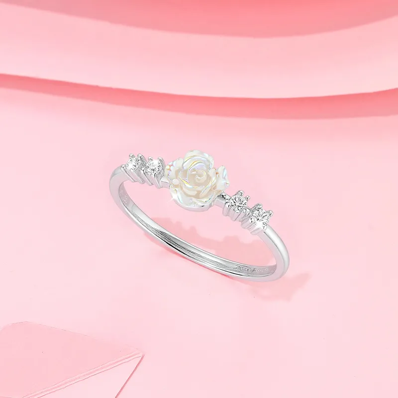 KADER 925 Sterling Silver Versatile 3D Effect Floral Sparkling Niche Design Adjustable Rings Women's Silver-1
