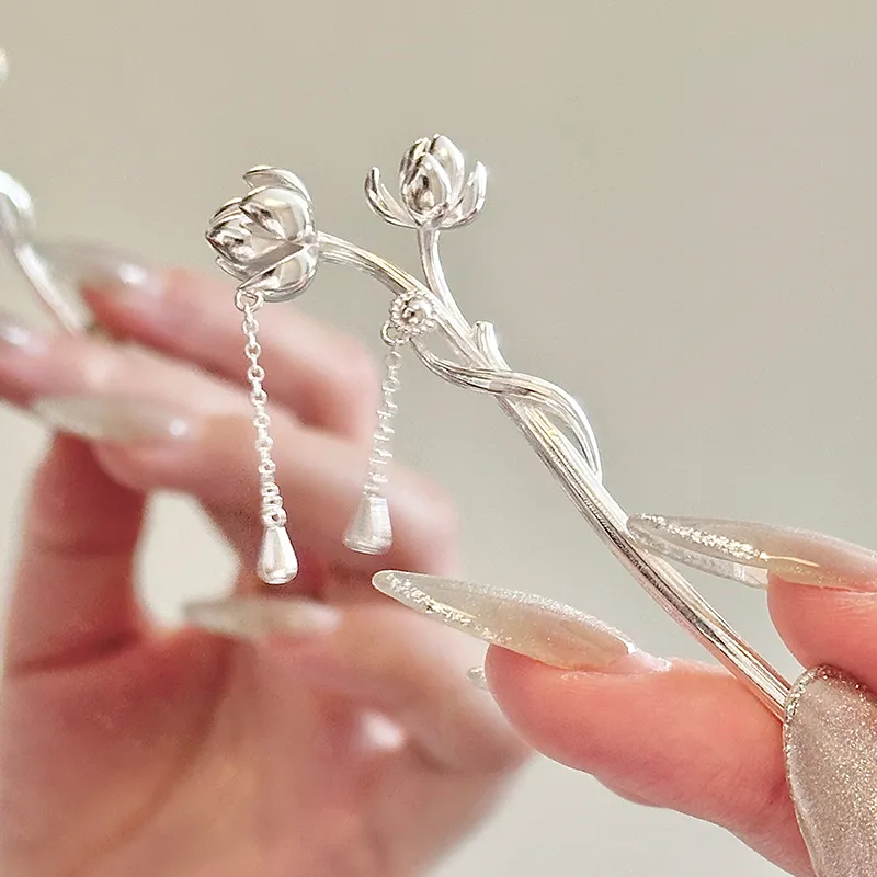 KADER 925 Sterling Silver Hairpins Women's Silver White Box-4