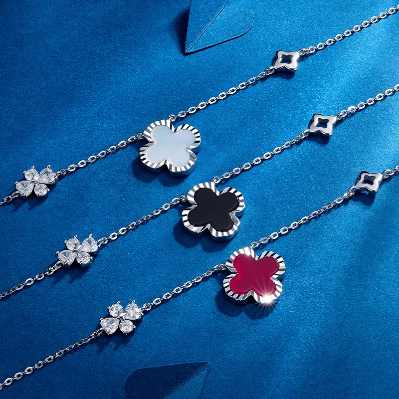 KADER Lucky Four Leaf Clover Series Jade Necklaces Women's-3