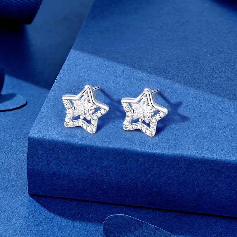 KADER 925 Sterling Silver Stud Earrings Women's Silver-1
