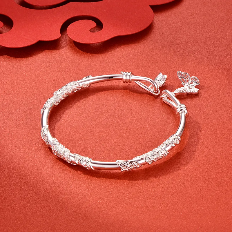 KADER Blossom Series 999 Fine Silver Bangles Women's-3