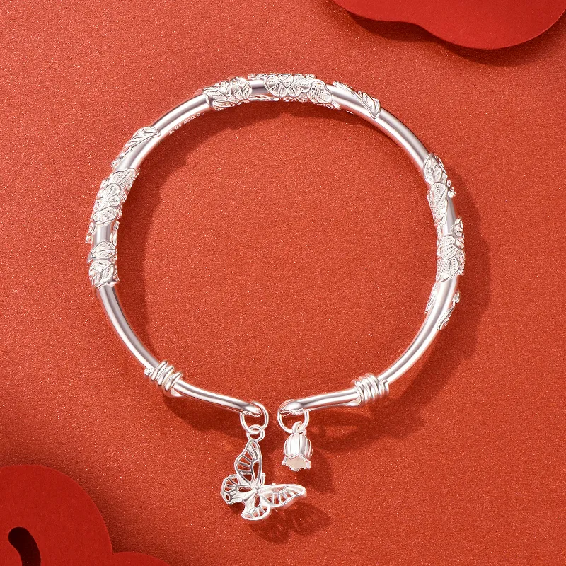 KADER Blossom Series 999 Fine Silver Bangles Women's-4