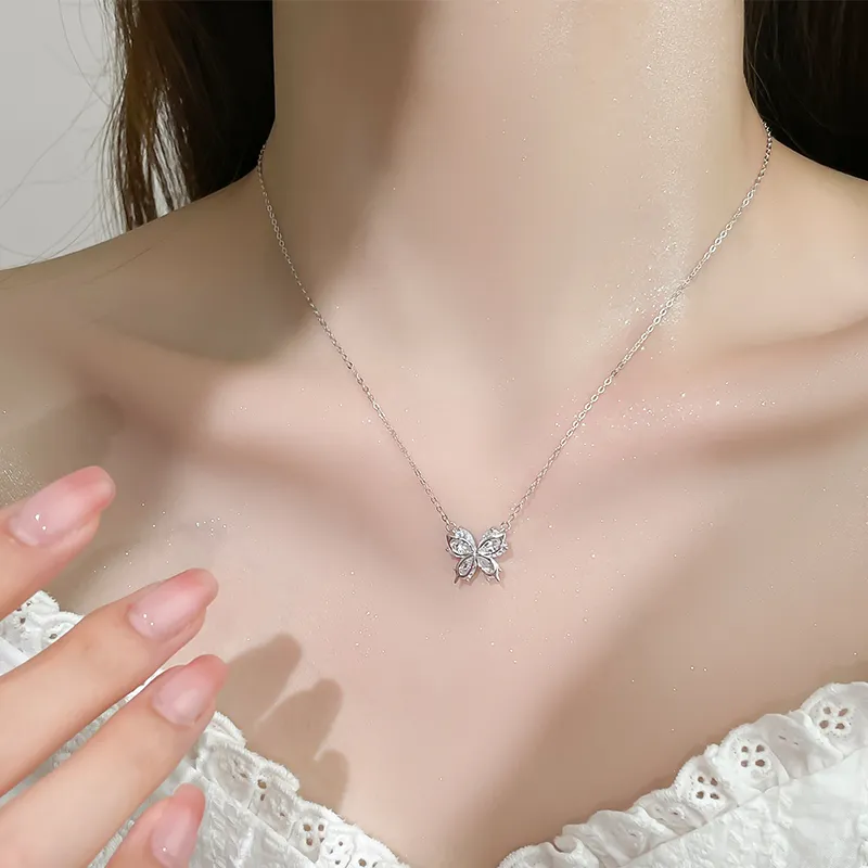 KADER Shimmering Butterfly Dance Series 925 Sterling Silver Necklaces Women's-2