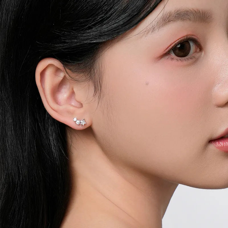 KADER 925 Sterling Silver Stud Earrings Women's Silver-4