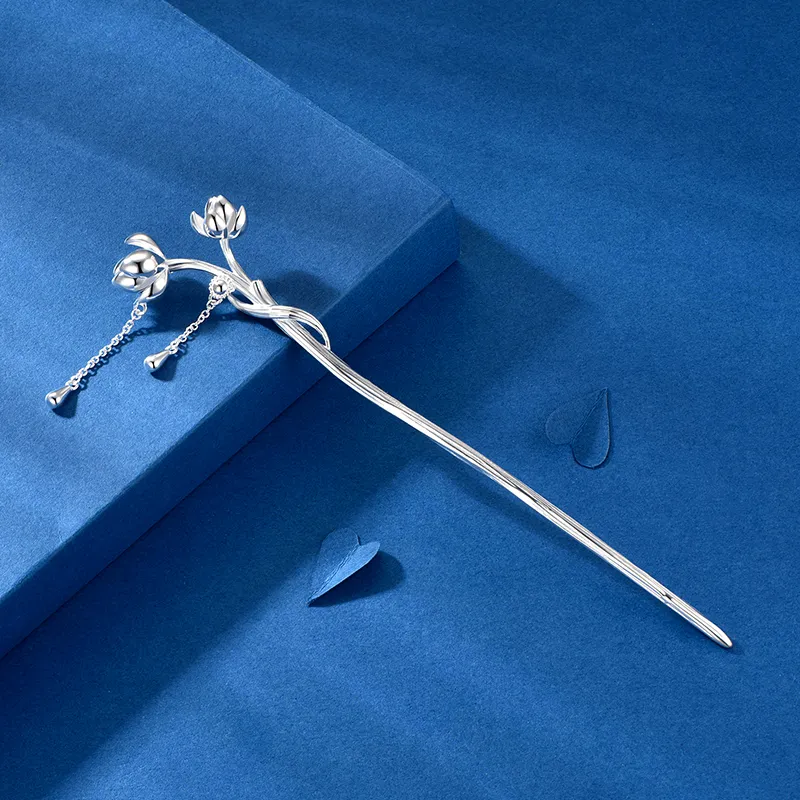 KADER 925 Sterling Silver Hairpins Women's Silver White Box-3