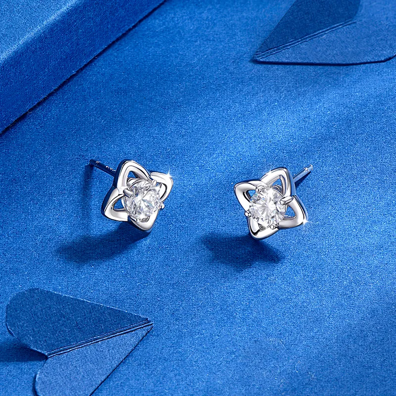 KADER Lucky Four Leaf Clover Series 925 Sterling Silver Stud Earrings Women's-2