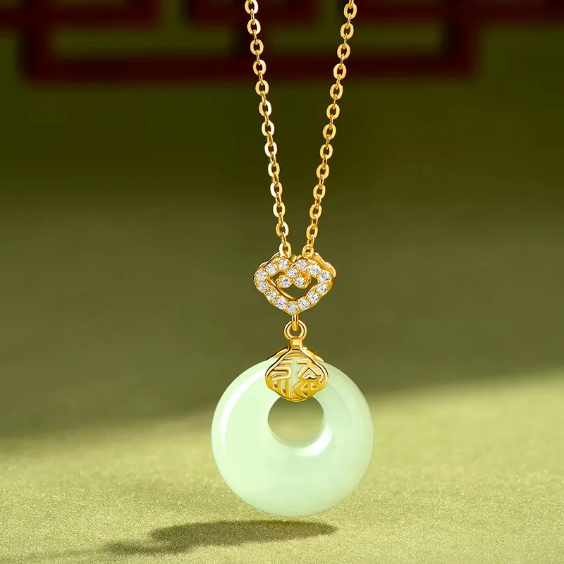 KADER Hetian Jade Necklaces Pale Greenish White Jade Women's-5