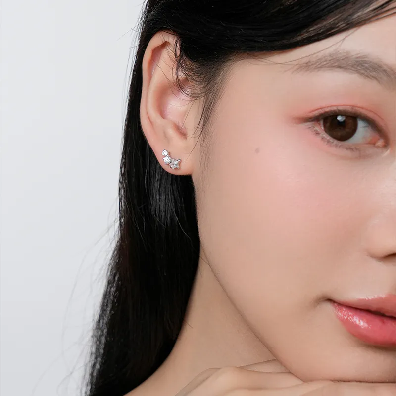 KADER 925 Sterling Silver Stud Earrings Women's Silver-5