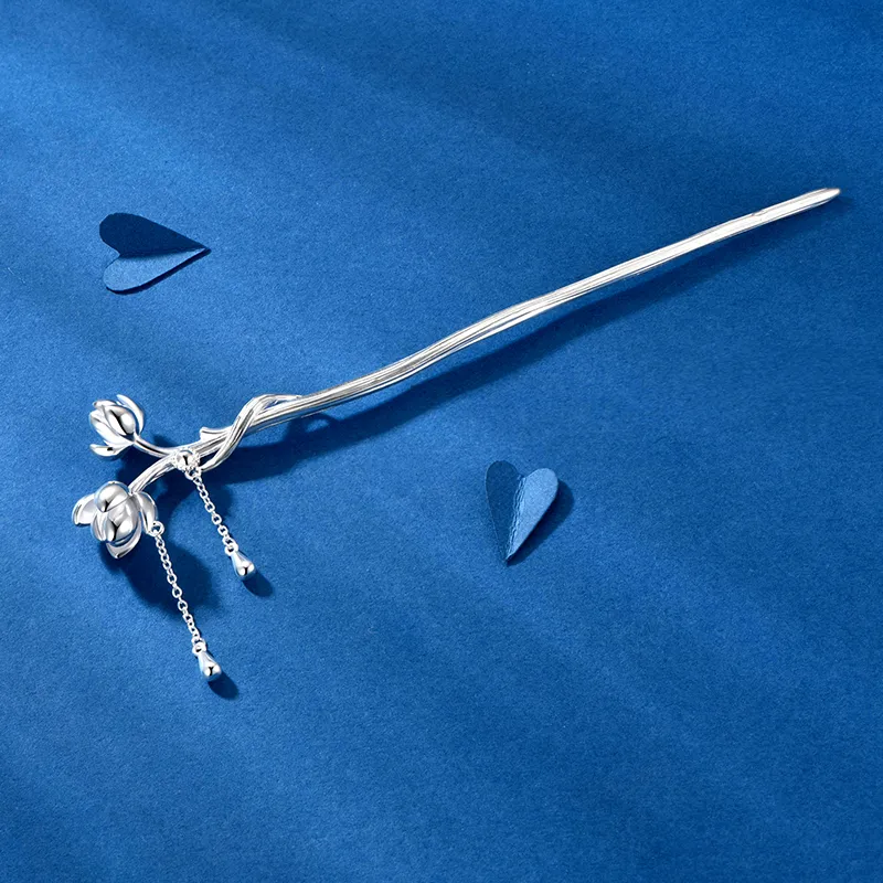 KADER 925 Sterling Silver Hairpins Women's Silver White Box-5