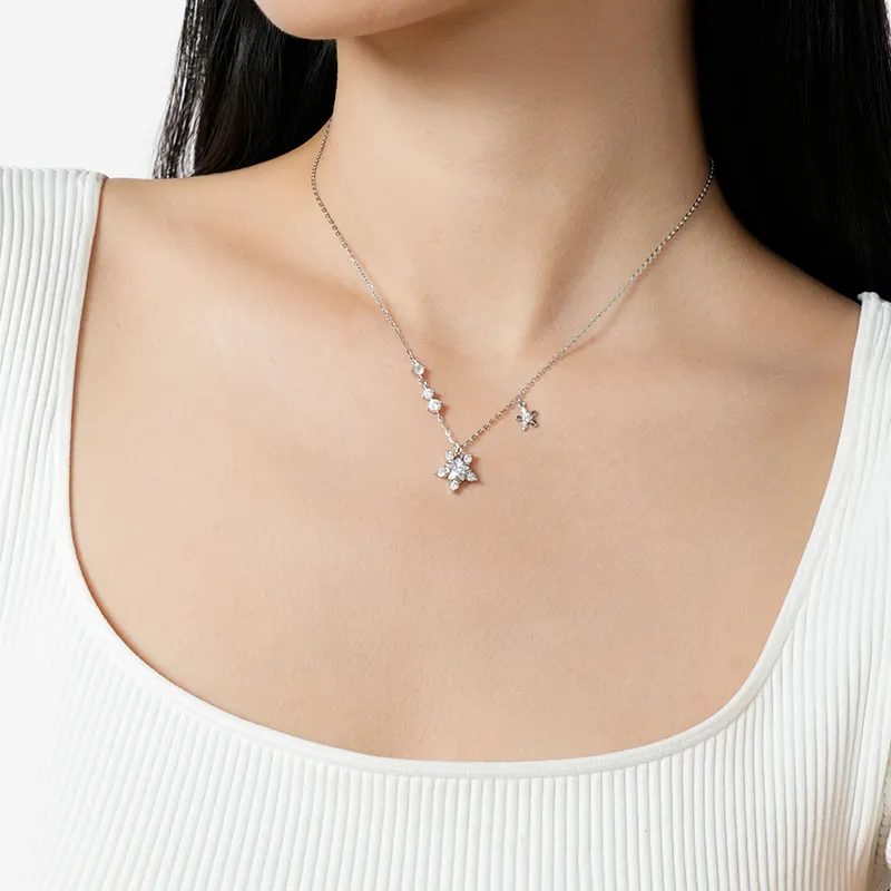 KADER Floral Collection Velvet Flower Collection 925 Sterling Silver Necklaces Women's Silver Girlfriend-2
