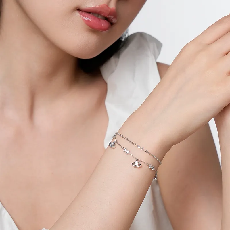 KADER Three Lives With Apricot Series 925 Sterling Silver Bracelets Women's Silver Festival Gift Box-4