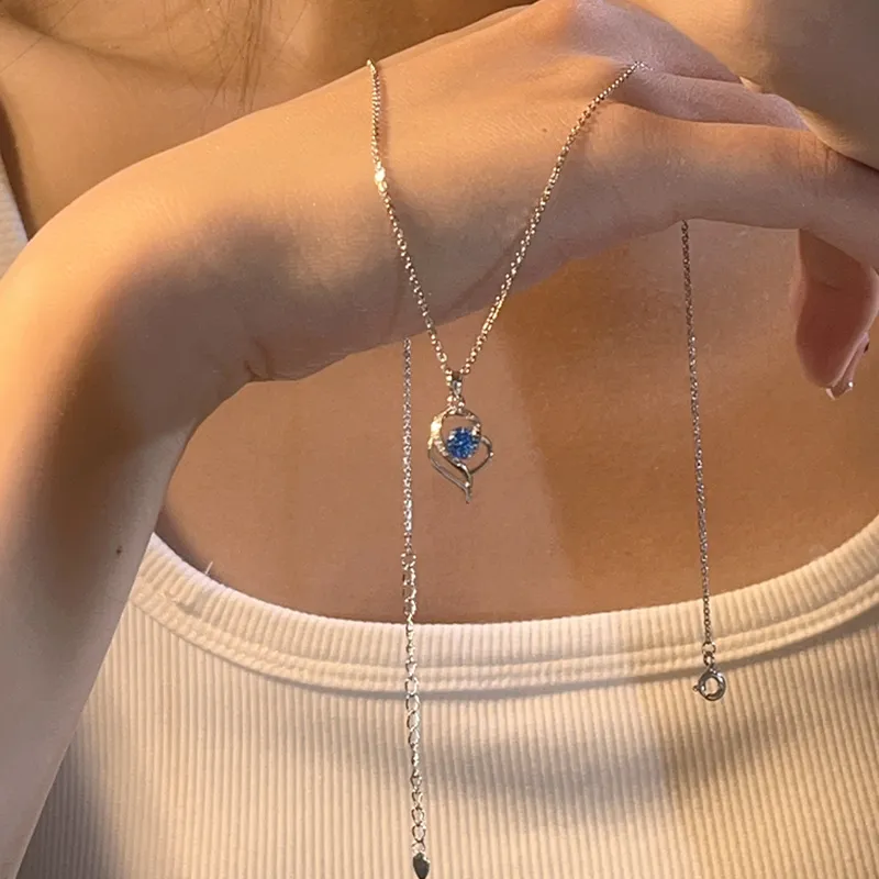 KADER S925 Silver Necklaces Women's Blue-2