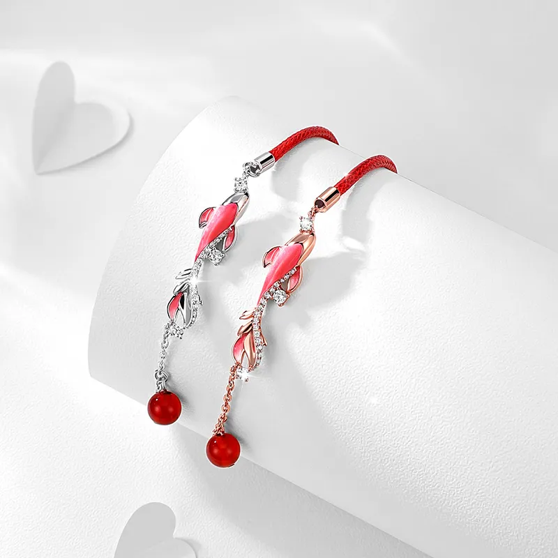 KADER 925 Sterling Silver Bracelets Women's Red, Success Box-10