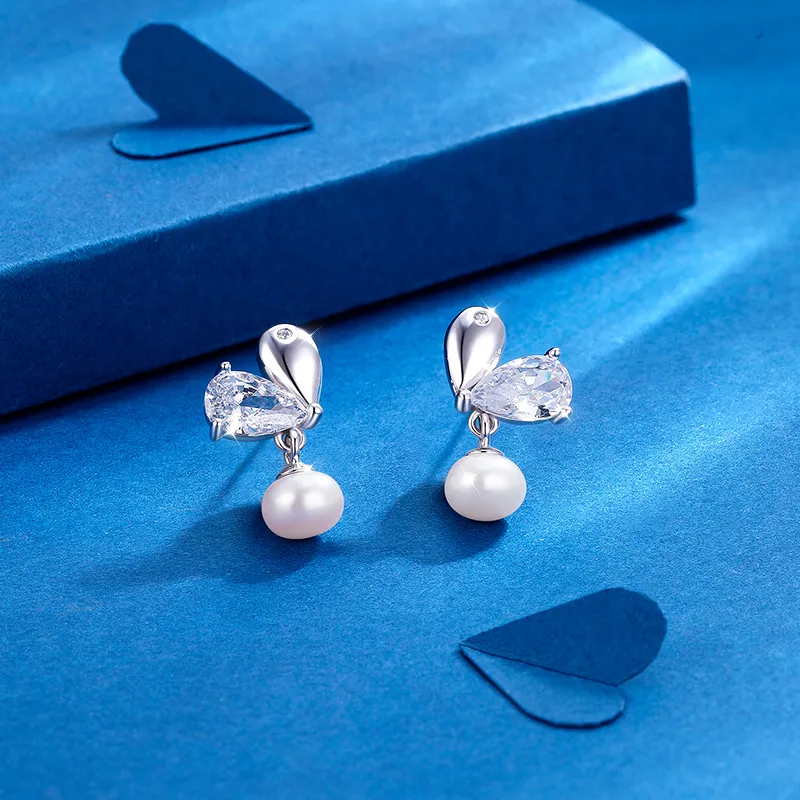 KADER Shimmering Butterfly Dance Series Pearl Earrings Women's-2