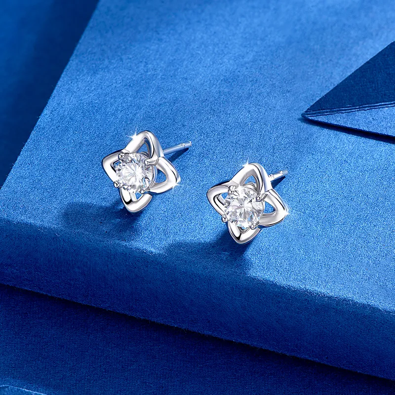 KADER Lucky Four Leaf Clover Series 925 Sterling Silver Stud Earrings Women's-4