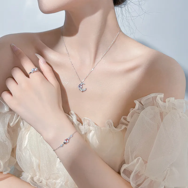 KADER Dreamy Heart Moon Series 925 Sterling Silver Bracelets Women's Silver-3