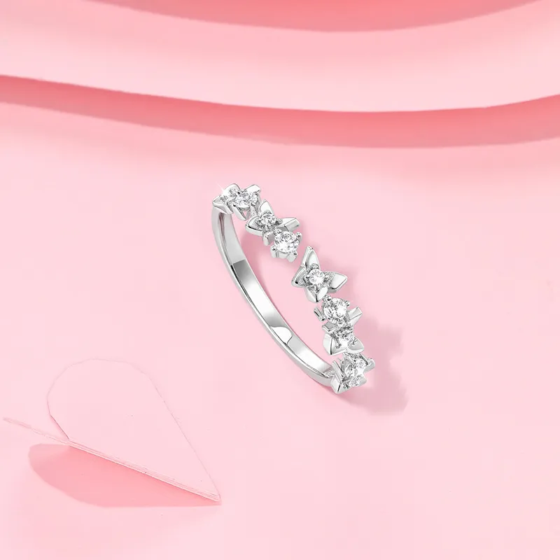 KADER Shimmering Butterfly Dance Series 925 Sterling Silver Rings Women's Silver-1