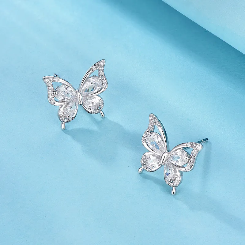 KADER Shimmering Butterfly Dance Series 925 Sterling Silver Stud Earrings Women's Silver BFF Gift Box Set-2