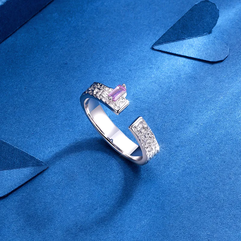 KADER 925 Sterling Silver Rings Women's Silver Pink Birthday Box-2