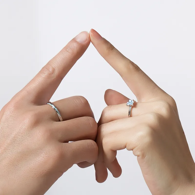 KADER 925 Sterling Silver Rings Unisex Silver Blue-4