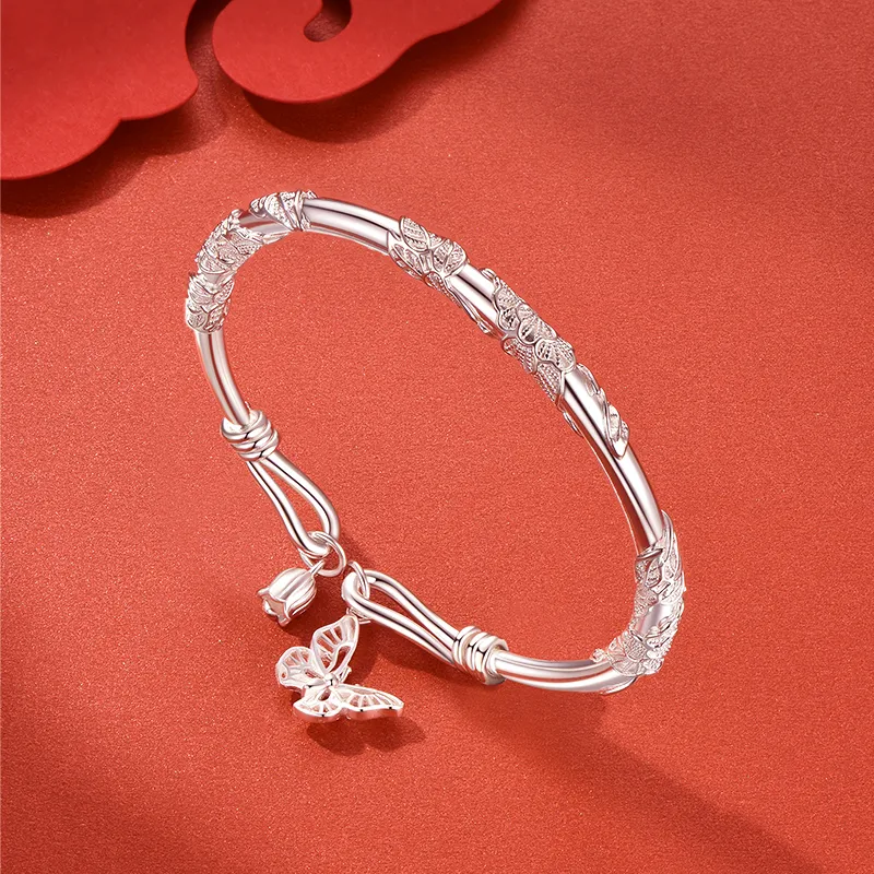 KADER Blossom Series 999 Fine Silver Bangles Women's-2