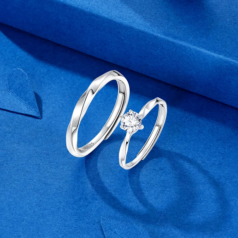 KADER 925 Sterling Silver Rings Unisex Silver White-6