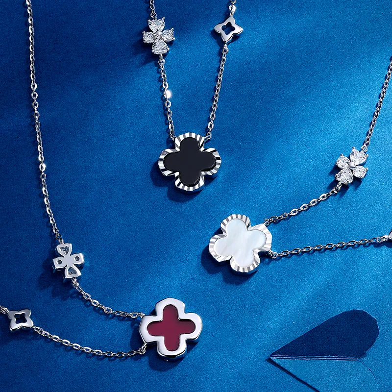 KADER Lucky Four Leaf Clover Series Jade Necklaces Women's-4