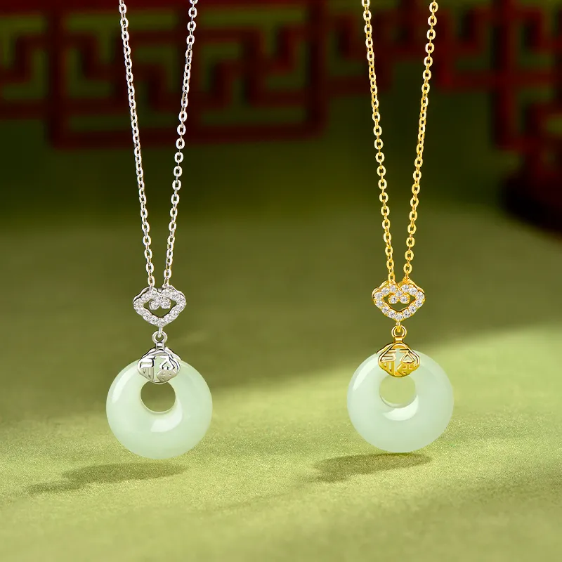 KADER Hetian Jade Necklaces Pale Greenish White Jade Women's-3