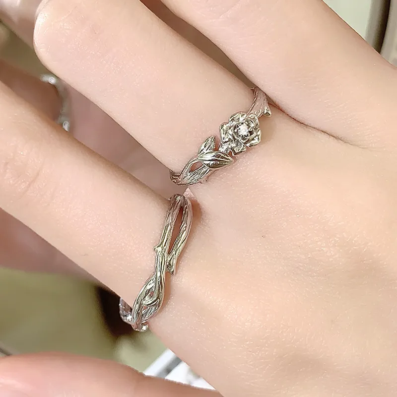 KADER Rose Story Series 999 Fine Silver Rings Unisex-4