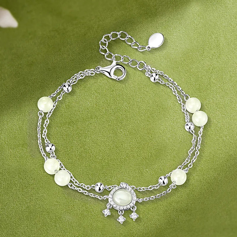 KADER Peace And Joy Series Hetian Jade Bracelets Pale Greenish White Jade Women's-4
