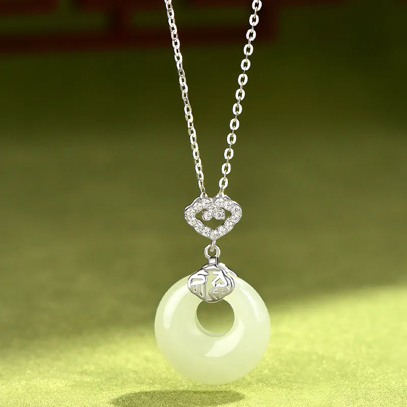 KADER Hetian Jade Necklaces Pale Greenish White Jade Women's-2